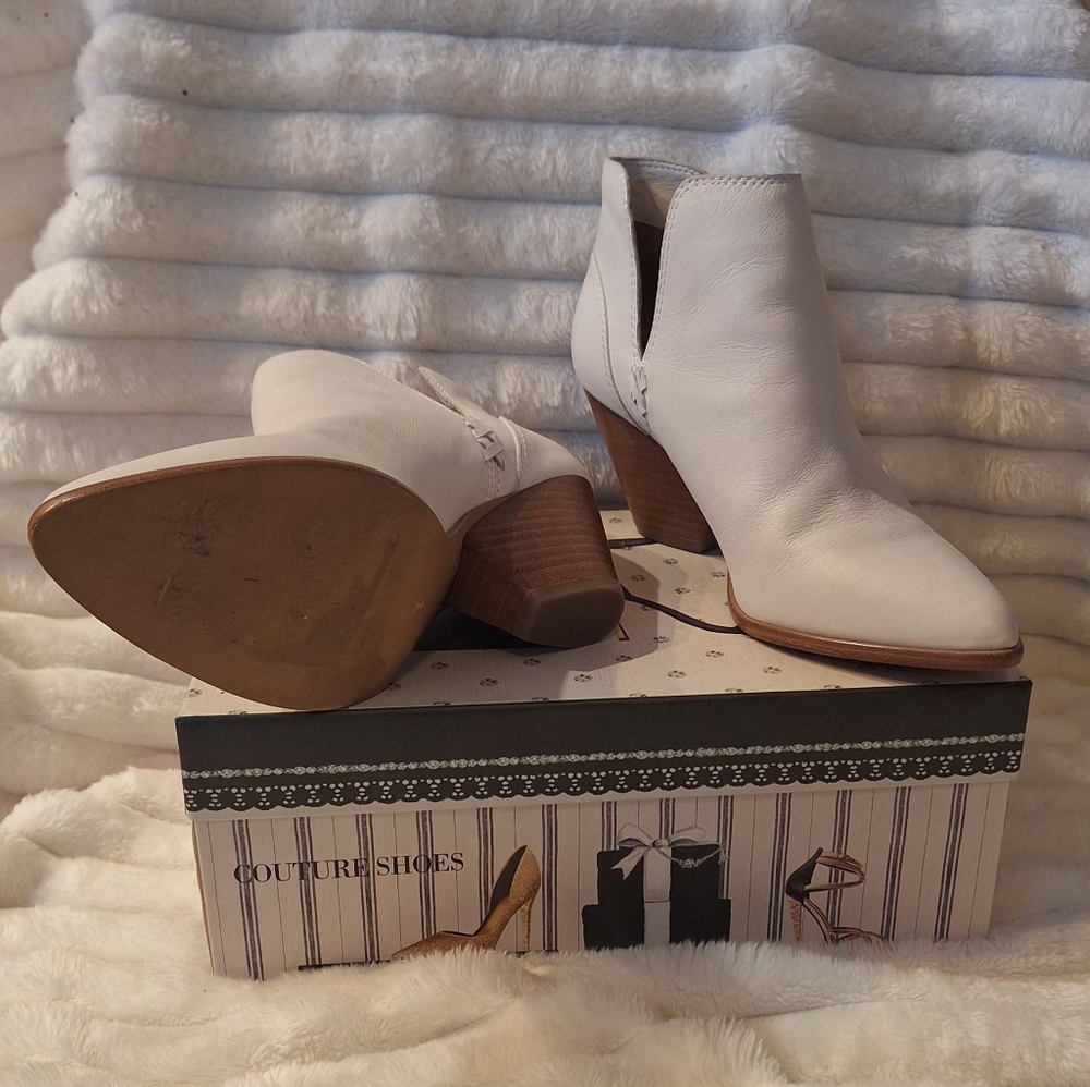 White Frye Leather Reina Cut Out Booties - Picture 4 of 6